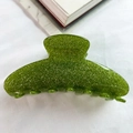Grande molletta per capelli francese verde con finitura glitterata per capelli folti - Verde Luccicante Acrilico