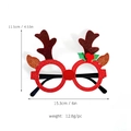 Christmas glasses with brown antlers and green leaves for festive party costumes - Felt Fabric Reindeer Antlers Glasses