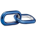 Interlocking electric blue and silver oval link connector for DIY bracelets - LJQ11-Electric Blue Silver Bi-color Double Ring Connector