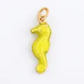 Seahorse charm pendant with bright yellow enamel finish and golden metal ring for necklace - Yellow Seahorse