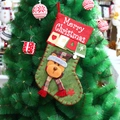 Calza di Natale con motivo renna e ricamo Merry Christmas per regali festivi - Stile Renna con Sciarpa a Scacchi (18M019C)