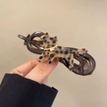 Franse vintage katvormige haarklem met schildpadmotief van elegant celluloseacetaat - 11cm / Luipaardprint Kat Twist Clip