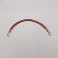 Brown leather handbag replacement strap with golden metal clasps on a white background - Dark Brown with Gold Hook