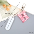 Pink marble acrylic letter H keychain with metal ring, length 13.5cm and weight 10.5g - Letter H