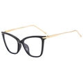 Classic black and gold cat-eye pilot sunglasses with UV400 protection for women - Black