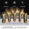 Handmade green sandalwood massage comb with 5-tooth dragon back for scalp acupoint therapy - Green Sandalwood Dragon Back Massage Comb