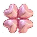 Pink foil four-leaf clover balloon with heart shapes for festive party decorations - Pearlescent Pink