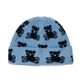 Hellblaue Wintermütze mit süßem Bärenmuster und breitem Umschlag für kalte Tage - L(58-60cm) / Blau