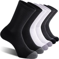 6-pack of men's crew sports socks in black, white, and grey with ribbed cuffs - One Size (37-45) / High Elastic Crew (6 Pairs Pack)