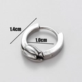 Detailed size view of silver stainless steel hoop earring with inner diameter of 1.0cm - Leaf Decor Style (S144)