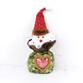 Santa Claus drawstring gift bag with heart-shaped window and green snowflake pattern - Heart Santa