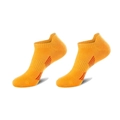 Orange athletic ankle socks with red stripes and reinforced non-slip heel design - One Size (37-45) / Yellow Heel Tab Style