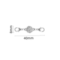 Silver 8mm magnetic jewelry clasp with lobster claw connectors and crystal inlay - 8# Diamond Ball Silver