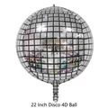 Shiny 22-inch silver 4D disco ball balloon with mirror grid texture for party decor - 22 Inch / Silver