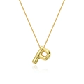 Polished 18K gold plated necklace featuring a 3D capital letter P pendant charm - Letter P Necklace Set