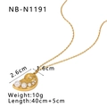 Detailed view of 18K gold plated conch necklace with pearl and diamond accents - Gold Conch Pearl Zirconia Necklace (NB-N1191)