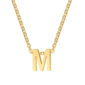 Minimalist 18K gold-plated titanium steel necklace featuring a polished letter M pendant - Letter M / Gold
