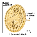 Detail showing 1.5cm gold stainless steel sunburst stud earring with weight and size specs - Round Sunburst Wave-Gold