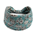 Elastisches Boho-Yoga-Stirnband in Blaugrün mit weiß-braunem Blumenmuster - Blaugrün Weiß Braun Blumenmuster(#52)