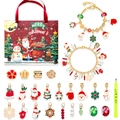 Weihnachts-Adventskalender Set mit zwei Goldarmbändern und 22 festlichen Anhängern - Roter Stil (M-20)