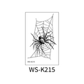 3D spider and cobweb temporary tattoo sticker model WS-K215 in realistic black ink - Large Realistic Spider and Web (WS-K215)