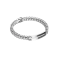 Polished silver cuban chain couple bracelet with rectangular engraving metal plate - Female Style / Steel