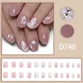 Unghie finte rosa e lilla con decorazioni a farfalla e glitter argento, set da 24 pezzi - Stile Glitter Floreale Farfalla Rosa Viola (D740) / 24 Pz/Confezione (Con Colla)