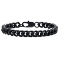 Close-up of black metal Cuban chain bracelet featuring a secure lobster clasp closure - Single Buckle/8mm*18cm / Black