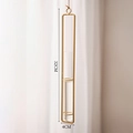 Hanging glass test tube vase with rectangular gold metal frame, 32cm height - Large-Gold (32x4cm)
