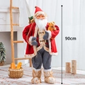 Statuetta Babbo Natale da 90 cm con orsetto marrone e sacco regalo decorativo - Babbo Natale 90cm