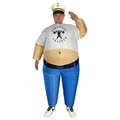 Funny inflatable personal trainer costume for adults including hat and muscle body suit - Sailor / One Size