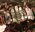Pink and black crystal viking crow crown headband with bronze butterfly detail - Butterfly Raven Skull Style / Rhodochrosite/Antique Bronze Wire