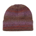 Detailed close-up of gradient knit beanie showing warm brown and red wool texture - M(56-58cm) / Purple