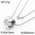 Collier en acier inoxydable argenté 18K avec pendentif cylindre et détails de mesure - Collier (KN282675-K) / Couleur Acier