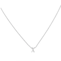 Silver alphabet X pendant necklace in minimalist polished 18K gold plated steel - Steel X