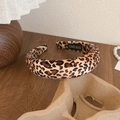 Handmade leopard print velvet headband with high crown sponge design for women - Small Leopard Light Coffee