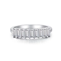 S925 sterling silver eternity ring with baguette-cut zircon stones on white background - US 5 / Silver Square Baguette Cut (CBJZ177)