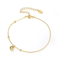 Gold S925 sterling silver snake chain bracelet with round pendant and lobster clasp - 14K Gold Plated Snake and Bead Link Bracelet 1.78g