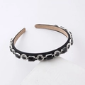 Modisches minimalistisches schwarzes Stirnband mit glitzernden Strasssteinen für Damen - Schwarz