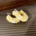 2411182a Yellow Plush Bow Earrings