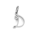 Polished silver heart-shaped cutout letter D pendant charm in stainless steel finish - Letter D / Silver