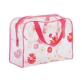 Wasserdichte PVC-Kosmetiktasche mit Gänseblümchen, rosa Griff und großem Volumen - 24*9*17cm / Rote Gänseblümchen Glänzend