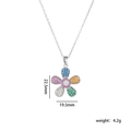 Collana con fiore d'argento, zirconi colorati e ciondolo di 22,5 mm di altezza - Argento/Zircone Arcobaleno