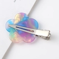 Floral acetate hair clip with iridescent blue and purple gradient finish for women - 19# Iridescent Fantasy Flower / 4.7cm