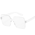 Transparent oversized rimless square sunglasses with integrated lens and wide temples - Transparent