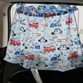 Car side window sunshade with light blue fabric and cartoon vehicle patterns - Light Blue Police Car