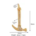 Creative hammer-shaped pendant with golden finish and sparkling white zircon stones - Gold Zirconia Hammer
