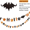Détail de la bannière Halloween avec citrouille et chauve-souris en papier épais - HL-Bannière Halloween 015-3D Double Face Orange Noir Rouge