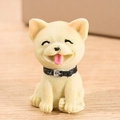 Figurine de chiot miniature en résine jaune, pose assise avec langue joyeuse sortie - N°1 Chien-Beige
