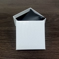 Detail of white lychee pattern leather watch box with black cushion and square structure - White Crocodile Pattern